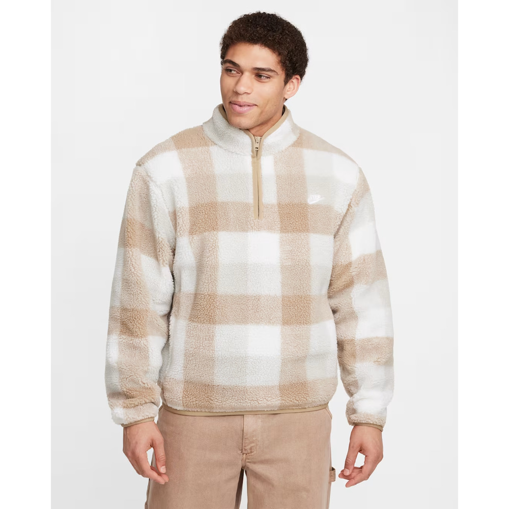 Nike Club Fleece Winterized Half-Zip Men’s Large Brown / Beige FZ0896-247 NWT